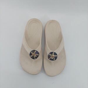 Aetrex Maui Starfish Orthotic Flip Flops Beige Women Water Friendly Size 8